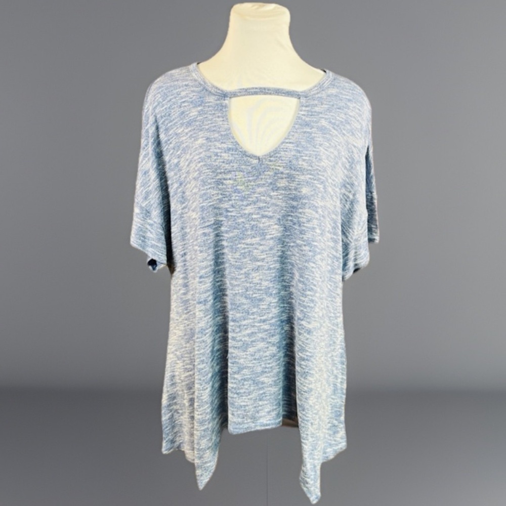 Pretty juicy couture, super soft, blue and white asymmetric people top